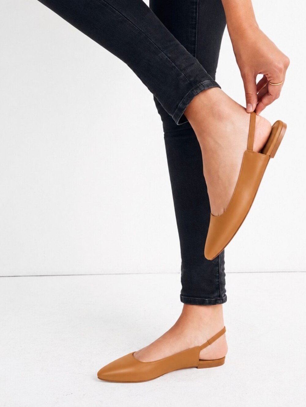 Madewell Cognac Pointed Slingback Flats